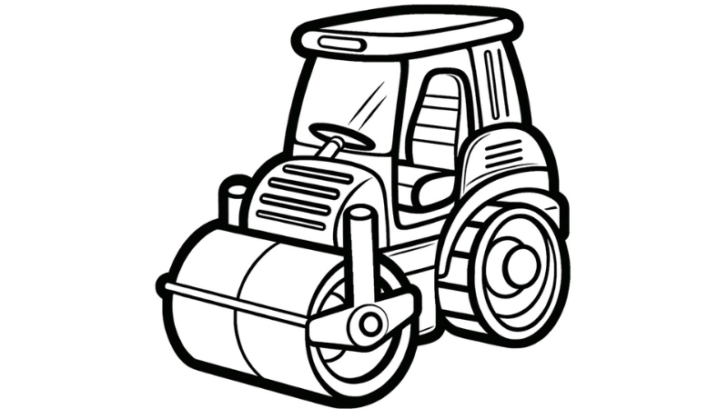 Bé sẽ mê mẩn với bé tô màu xe lu mỗi ngày