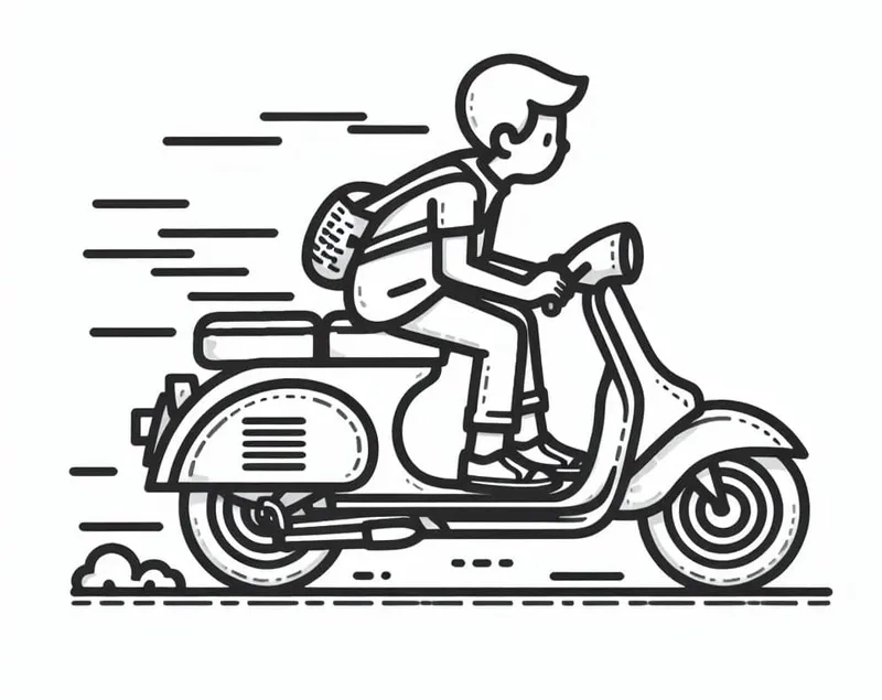 Hình ảnh cực dễ thương trong bộ tranh tô màu xe máy