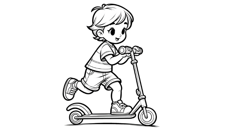 Cùng bé khám phá thành phố qua tranh tô màu xe scooter đường phố