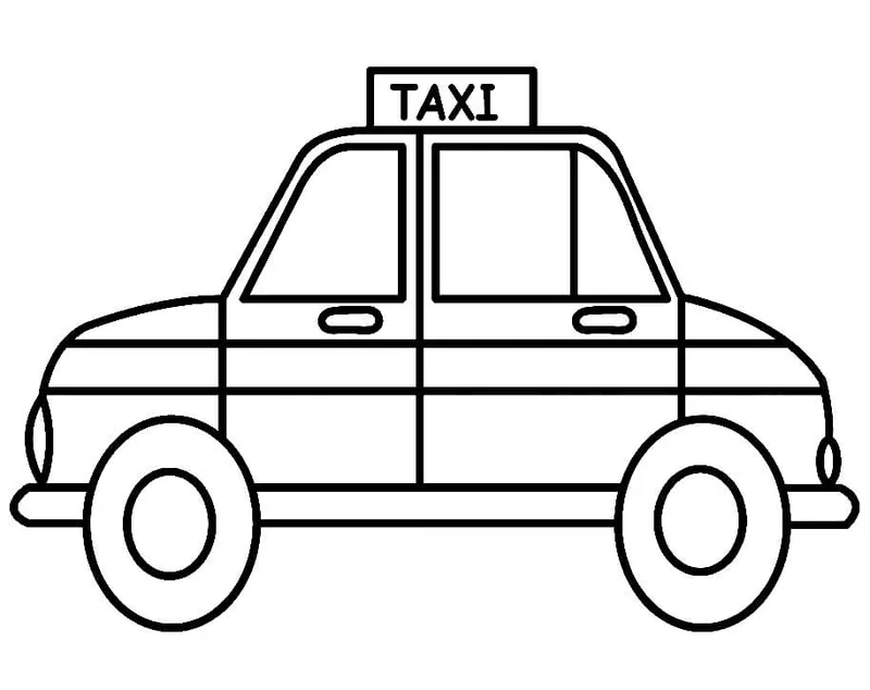 Niềm vui tuổi thơ từ tranh tô màu xe taxi dễ thương