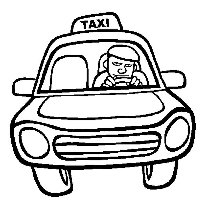 Khám phá phương tiện hiện đại qua tranh tô màu xe taxi hiện đại