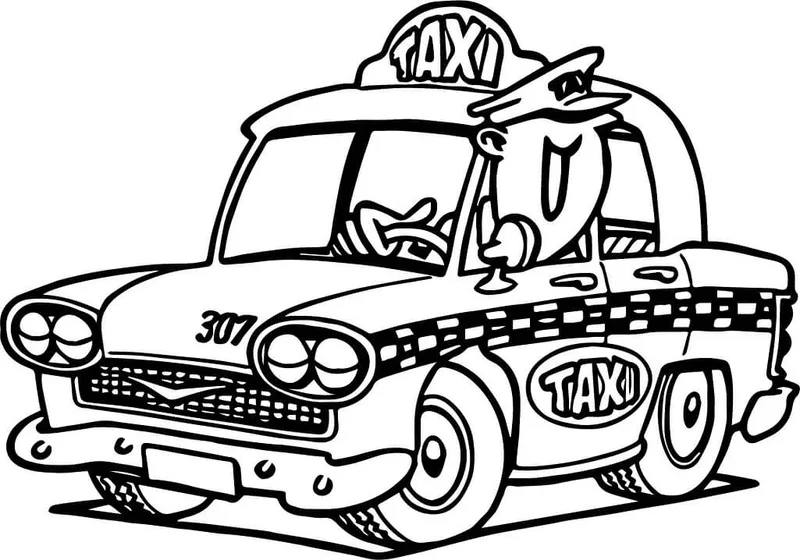 Hình ảnh sinh động từ tranh tô màu xe taxi cho bé