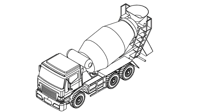 Bé tập nhận biết qua xe trộn bê tông