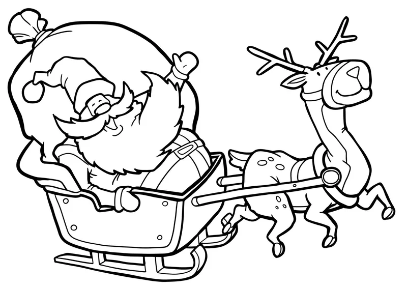 Bộ sưu tập độc đáo tranh tô màu xe tuần lộc của ông già Noel cho trẻ em
