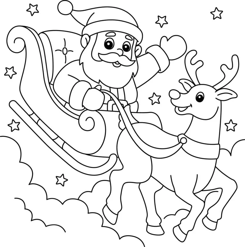 Tạo không khí Giáng Sinh với vẽ tranh tô màu xe tuần lộc của ông già Noel