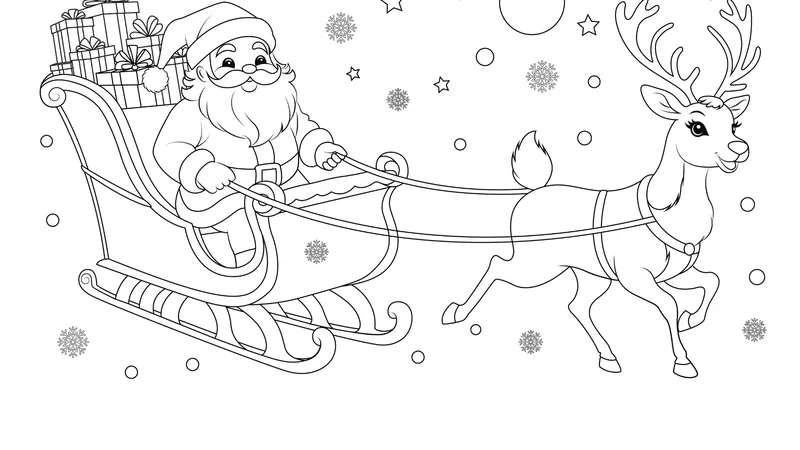 Cười vui rộn rã cùng tranh tô màu xe tuần lộc của ông già Noel vui nhộn