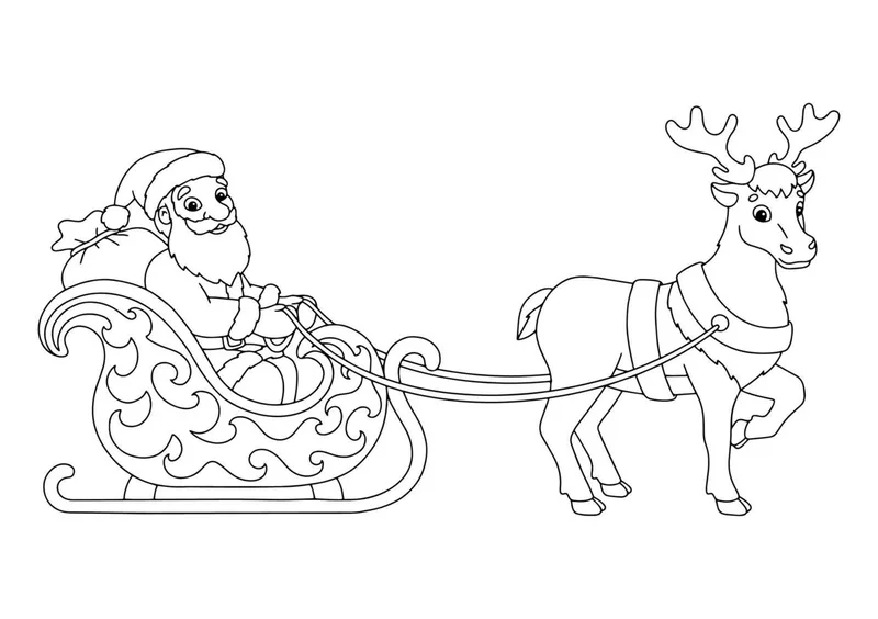 Tranh cho bé luyện kỹ năng với tô màu xe tuần lộc của ông già Noel