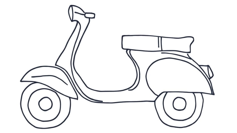 Cho bé niềm vui sáng tạo cùng tranh tô màu xe Vespa hai bánh