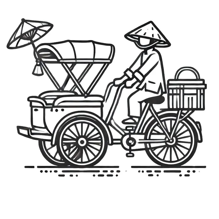 Giúp bé thư giãn cùng tô màu xích lô dễ thương