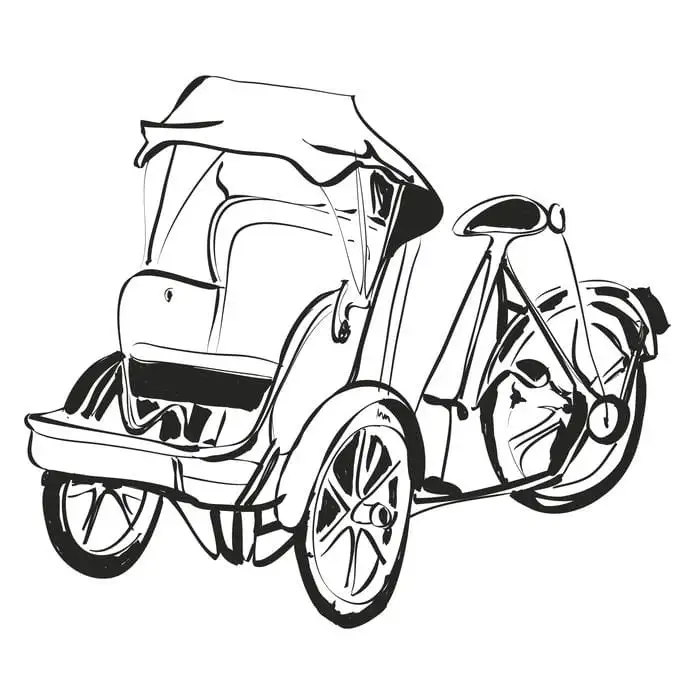 Cả nhà vui chơi với tranh tô màu xe xích lô dễ tải