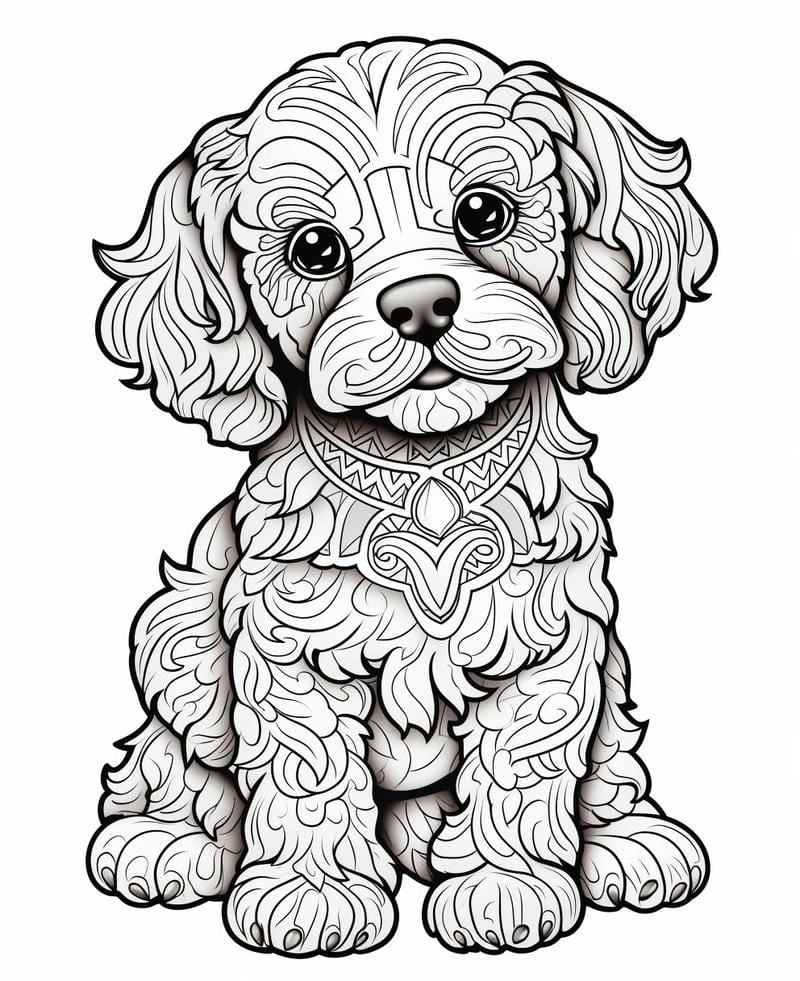 Tranh tô màu zentangle con chó giúp bé phát triển kỹ năng tô màu