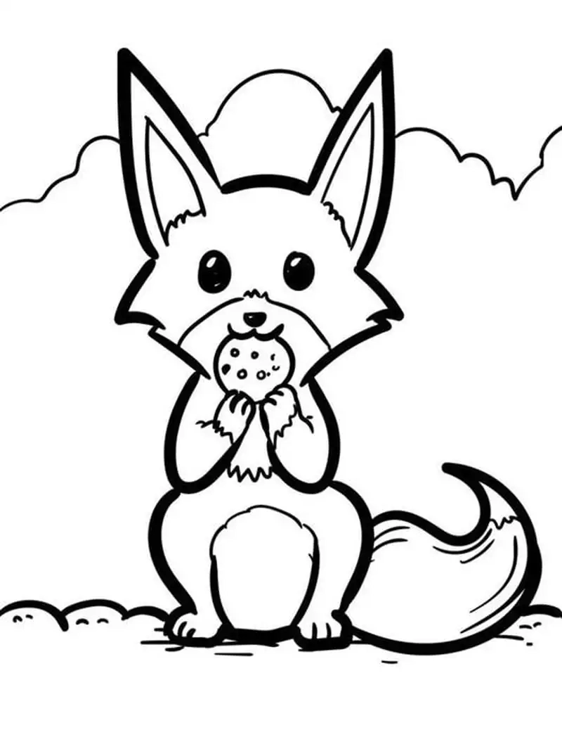 Tranh tô màu con cáo cute mắt to siêu đáng yêu