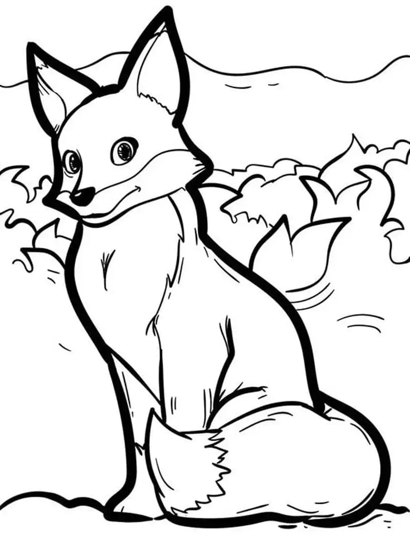Tranh tô màu con cáo chibi nhỏ xinh ngộ nghĩnh