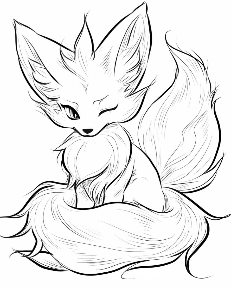 Tranh tô màu con cáo đơn giản cho bé dễ tô