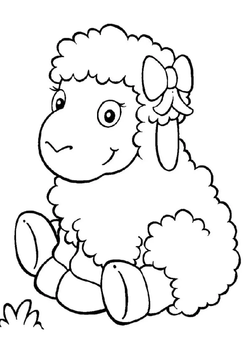 Tranh tô màu con cừu đơn giản dễ tô cho bé