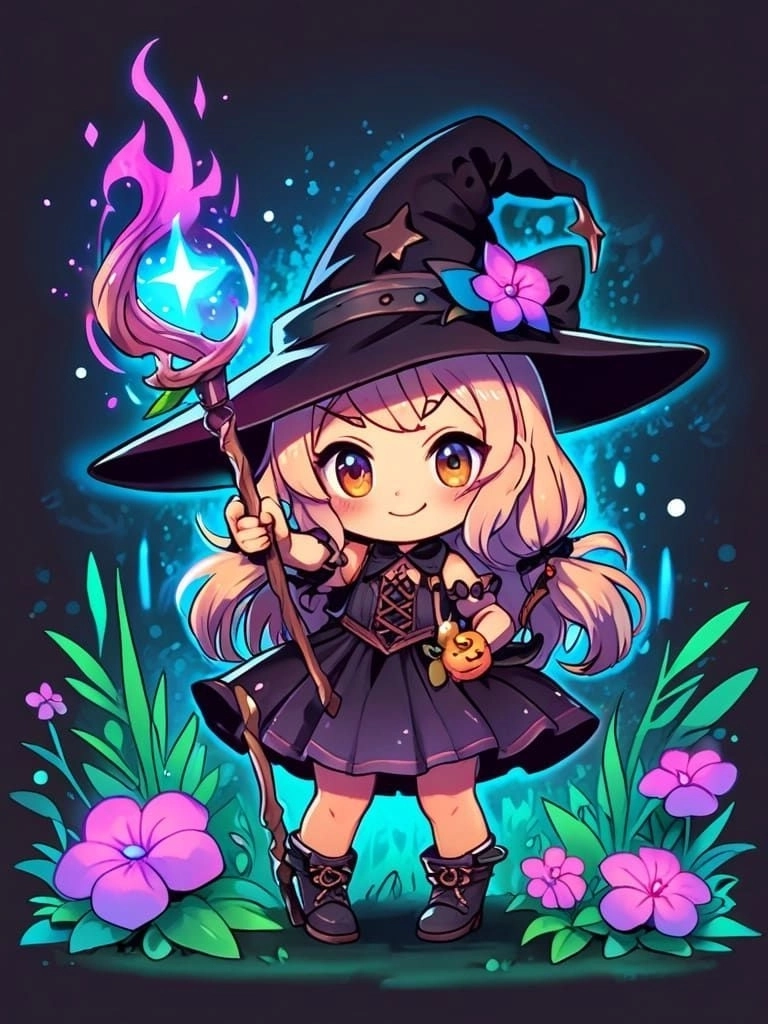 Chibi ma thuật anime mang nét hoạt hình sinh động