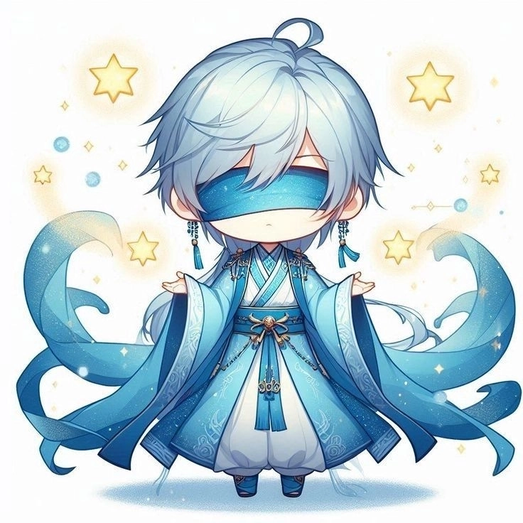 Chibi phù thủy ngộ nghĩnh với mũ và phép thuật