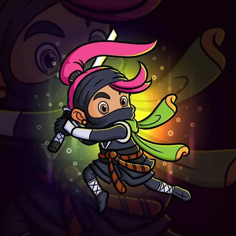 Chibi ninja vector sắc nét phù hợp thiết kế và in ấn