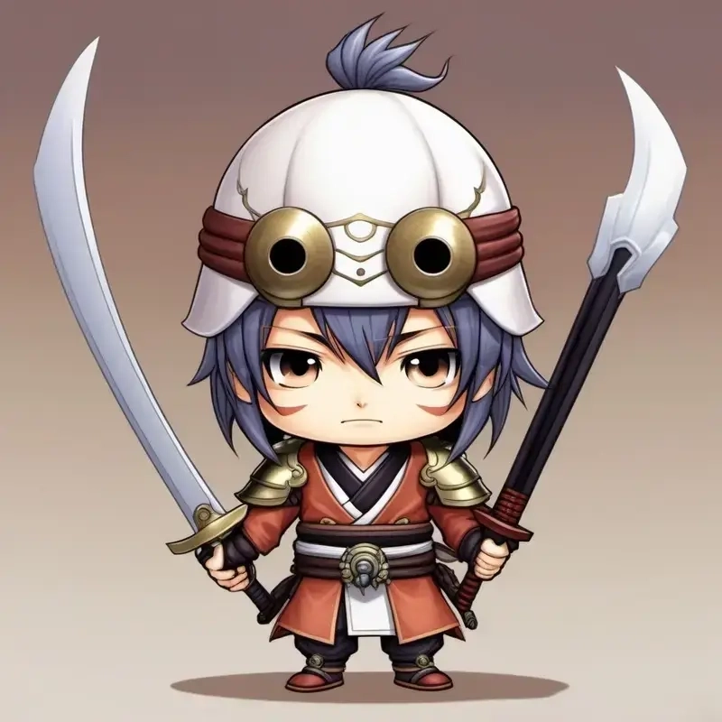 Samurai chibi vector sắc nét tiện lợi cho thiết kế đồ họa