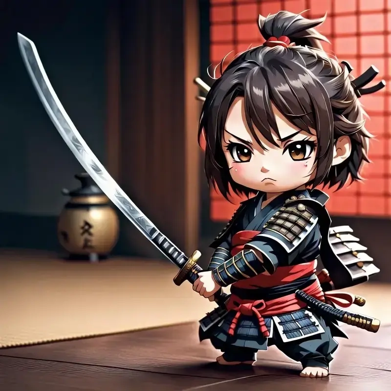 Chibi samurai art sáng tạo mang phong cách minh họa độc đáo