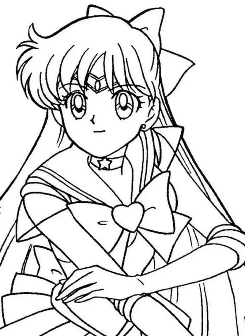 Tranh tô màu anime cổ trang nữ dịu dàng trang phục tinh tế