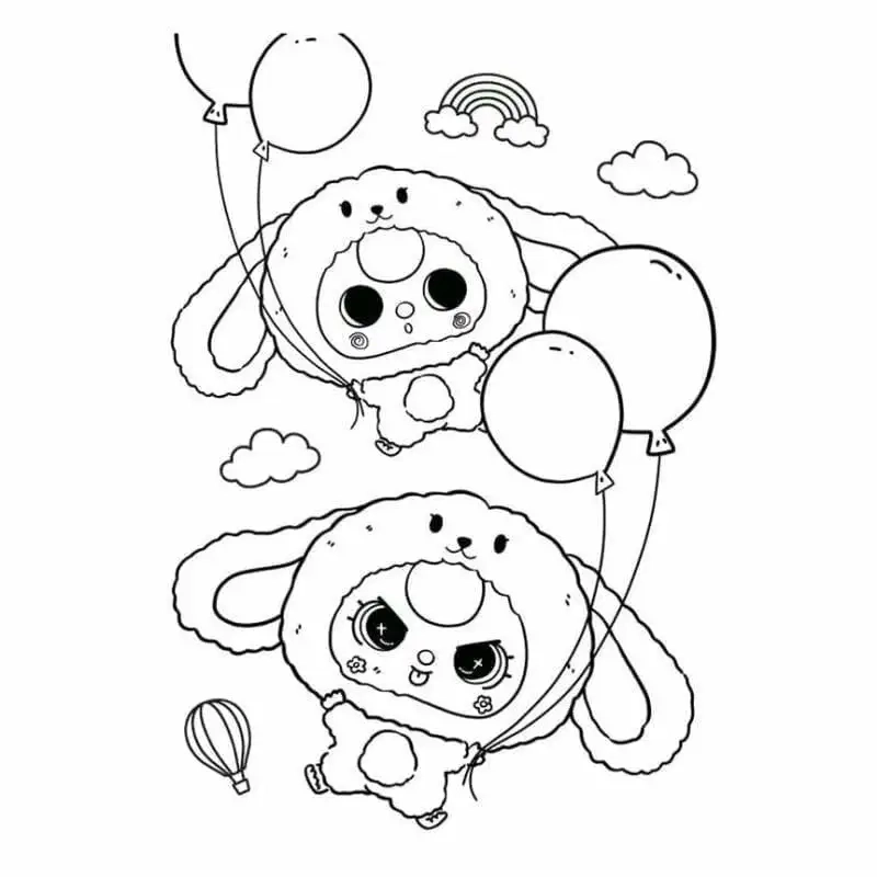 Tranh tô màu baby three 12 con giáp ngộ nghĩnh.