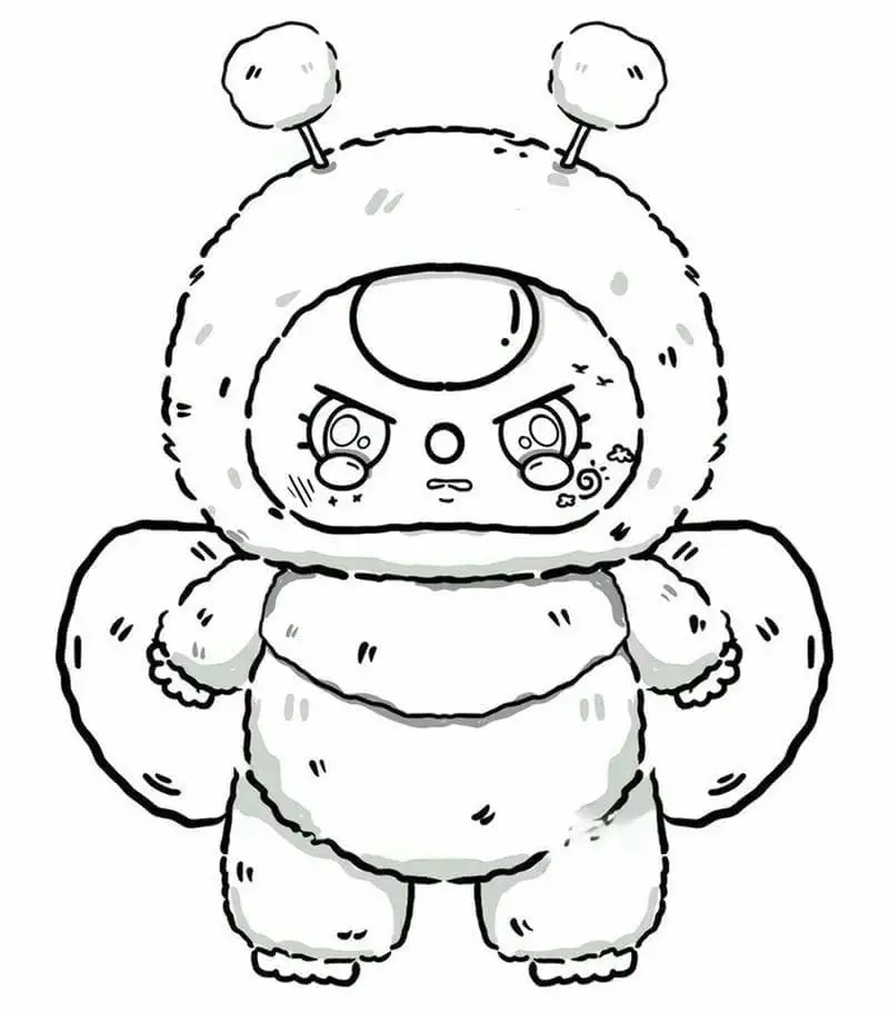 Tranh tô màu baby three mèo thần tài may mắn.