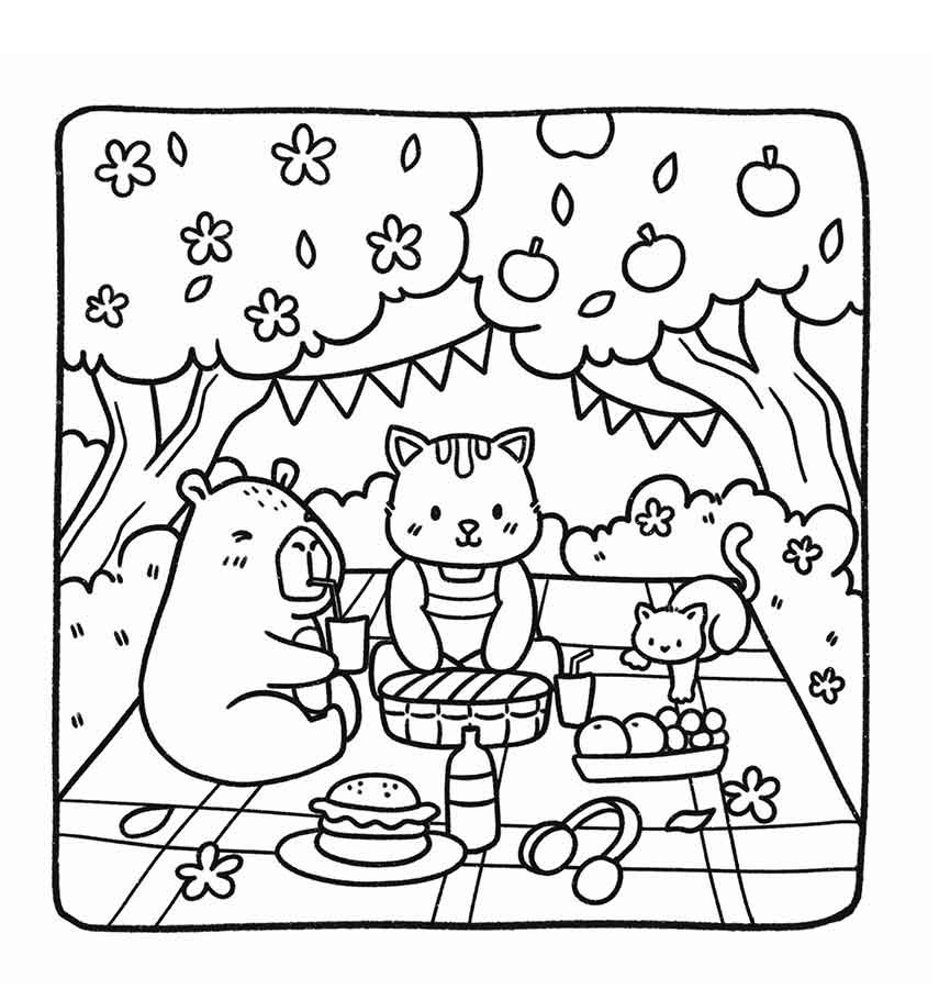 Tranh tô màu capybara cho bé hình ảnh an toàn dễ nhận biết