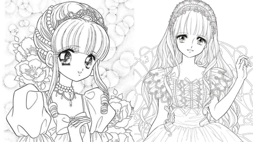 Tranh tô màu công chúa đẹp đường nét rõ ràng dễ in và dễ tô