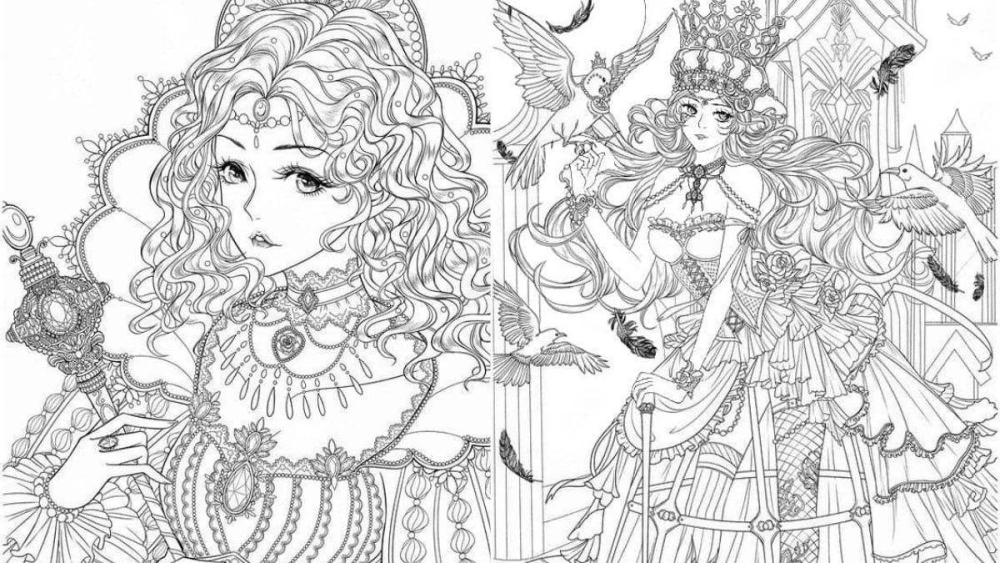 Tranh tô màu công chúa anime ngầu cá tính mạnh mẽ phong cách độc đáo