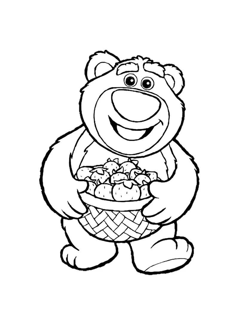 Tranh tô màu gấu dâu ngộ nghĩnh phù hợp cho nhiều độ tuổi