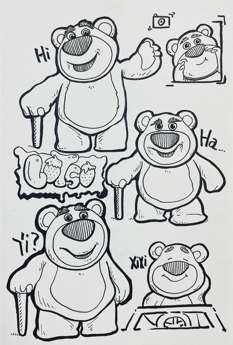 Tranh tô màu gấu dâu cho bé hình ảnh thân thiện an toàn dễ nhận biết