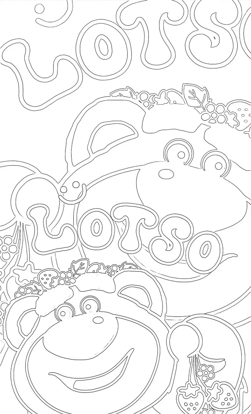 Tranh tô màu gấu dâu cute dễ thương phù hợp cho bé yêu thích nhân vật gấu dâu