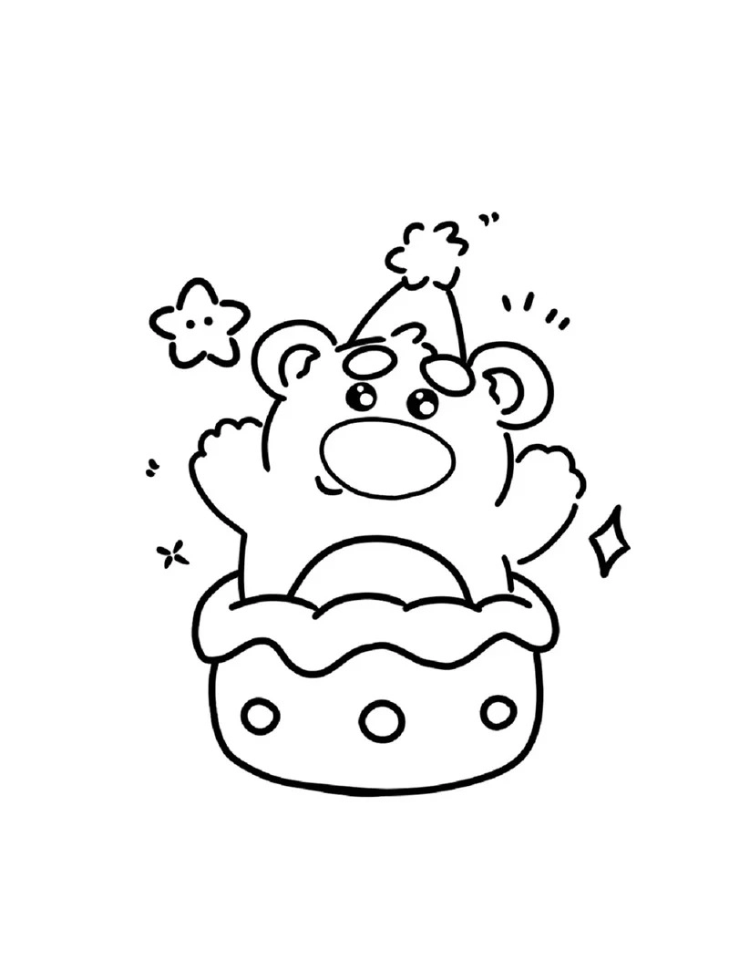 Gấu dâu tô màu đơn giản giúp bé rèn luyện sự khéo léo