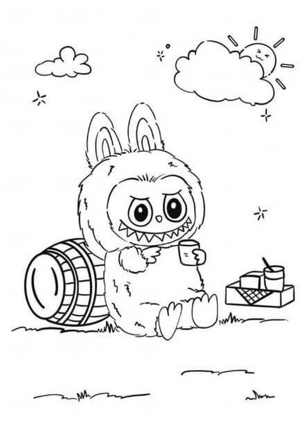 Tranh tô màu labubu cute chibi nhỏ xinh phù hợp cho bé yêu phong cách dễ thương