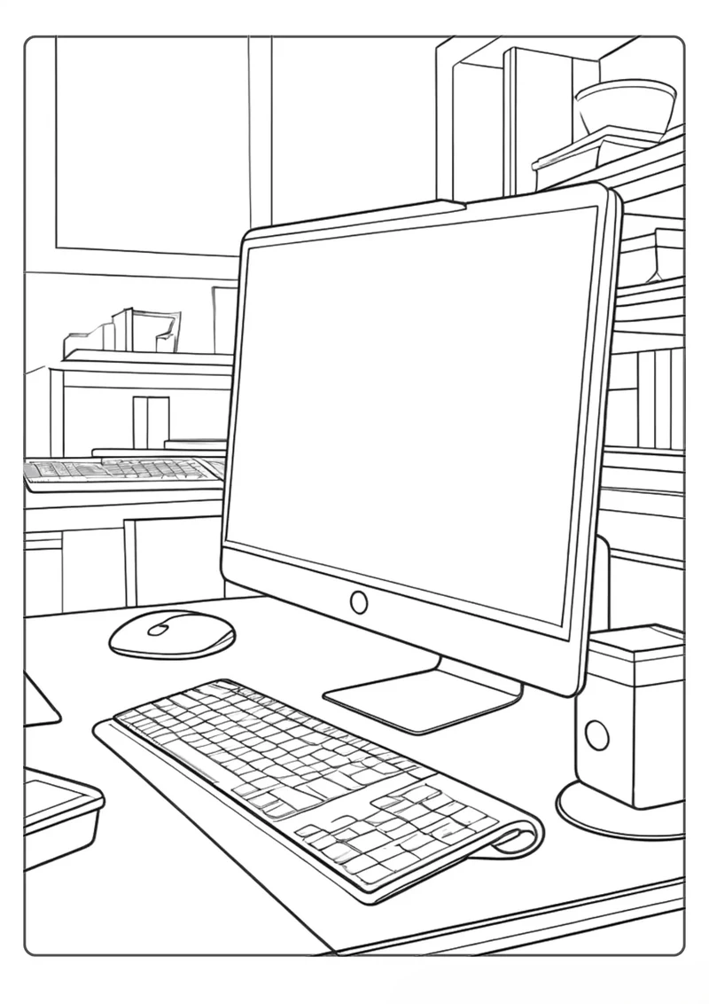 Tuyển tập tranh tô màu cái máy tính đẹp cho bé yêu thích công nghệ