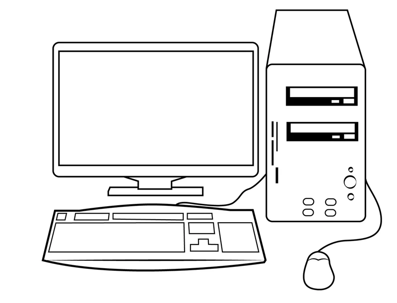 Bộ tranh tô màu cái máy tính hoạt hình cực đáng yêu cho bé