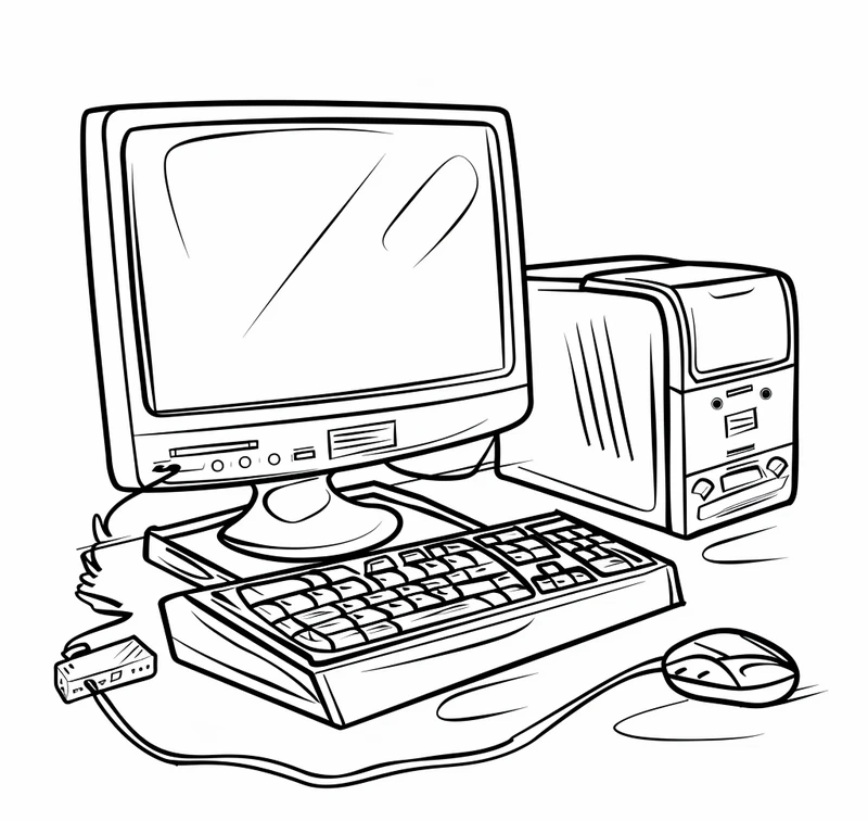 Khám phá tranh tô màu cái máy tính phong cách hoạt hình cực dễ thương
