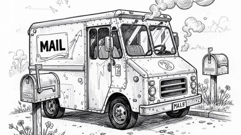 Thử sức với tranh tô màu xe chở thư bưu điện chi tiết giúp bé rèn khéo léo