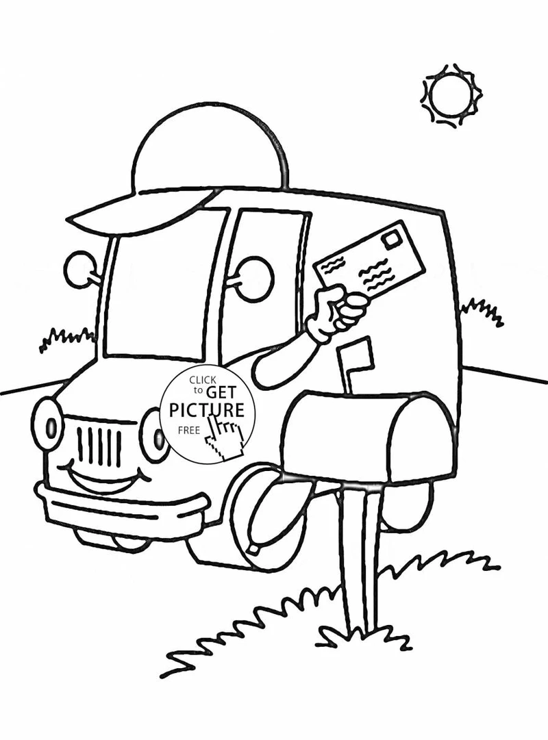 Bộ tranh tô màu xe chở thư bưu điện vui nhộn giúp bé giải trí mỗi ngày