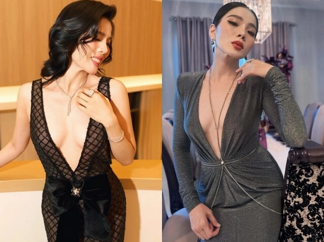 Nữ ca sĩ Lệ Quyên diện chiếc đầm xẻ ngực táo bạo khoe trọn vòng một gợi cảm và làn da trắng không tì vết