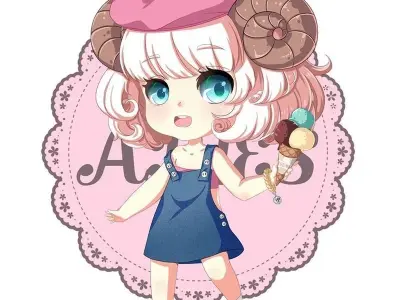 Bộ ảnh bạch dương chibi cute phù hợp cho fan cung hoàng đạo