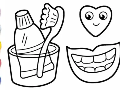 Tranh tô màu bàn chải đánh răng ngộ nghĩnh cho bé sáng tạo