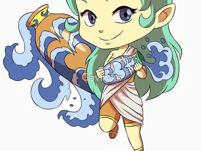Ảnh Bảo Bình chibi cute cho bộ sưu tập hoàng đạo đáng nhớ