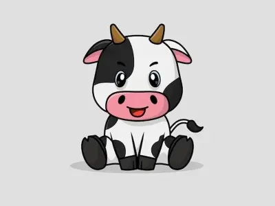 Ảnh con bò chibi siêu cute dành cho fan yêu động vật