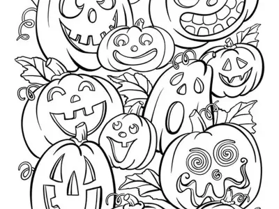 Tranh tô màu đồ vật Halloween đầy ma mị và sáng tạo cho bé