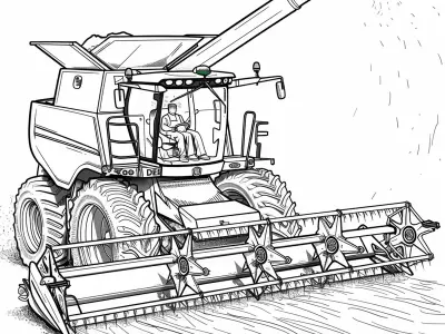 Tuyển chọn ảnh tranh tô màu máy gặt đơn giản cho bé