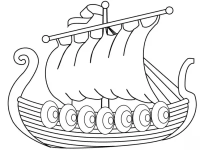 Ảnh tranh tô màu tàu Viking đẹp, chi tiết cho bé sáng tạo