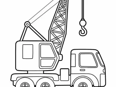 Tranh tô màu xe cần cẩu cho bé phát triển sáng tạo vui nhộn