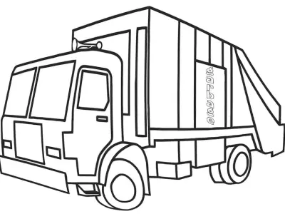 Bé vui học với ảnh tranh tô màu xe chở rác đầy sinh động
